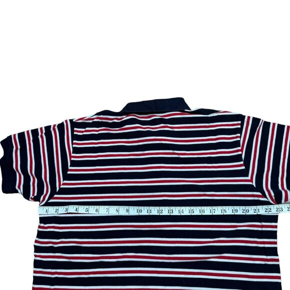 Vintage Polo Sport Striped T-Shirt Men's Sz L? Red White Navy Casual Button - Picture 7 of 9